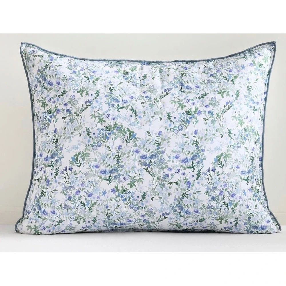 Pottery Barn 2 AERIN Floral Reversible 100%  Cotton Shams, NWT, Retail $79